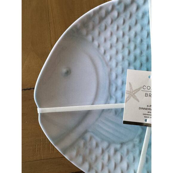 12 Coastal Breeze Fish Shaped Melamine Lunch Dinner Snack Plates Blue Ombre - Picture 6 of 11